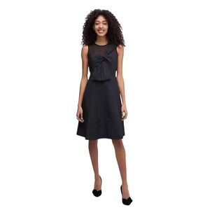 Kate Spade Black Bow Front Faille Midi Dress Twist Front 16